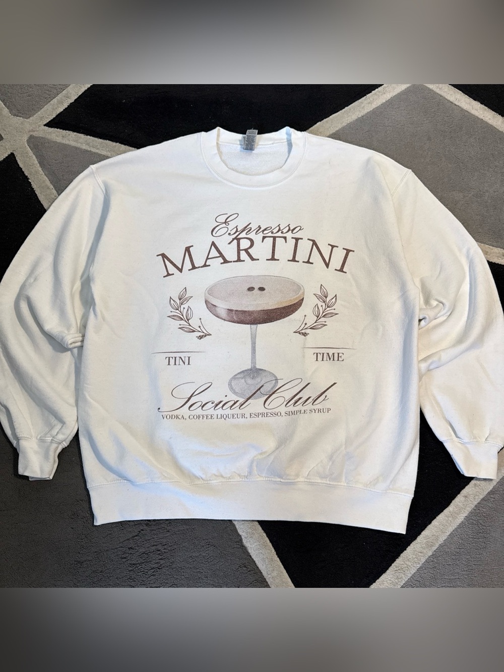Espresso Martini white crewneck sweatshirt